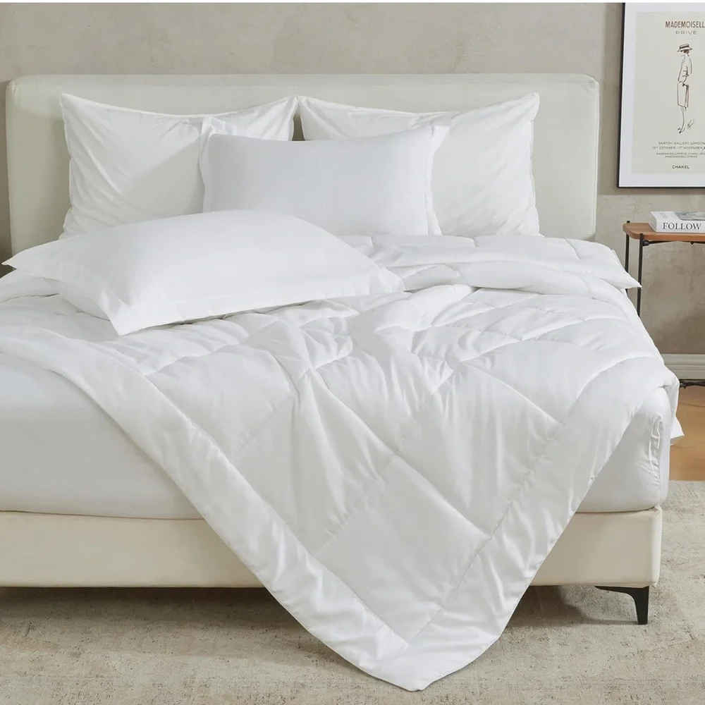Twin Comforter White Down Alternative Dorm College Reversible 2 Piece Bedding OW